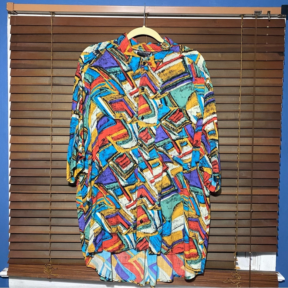 MENS VINTAGE 90S 2XL ABSTRACT PRINT SHIRT